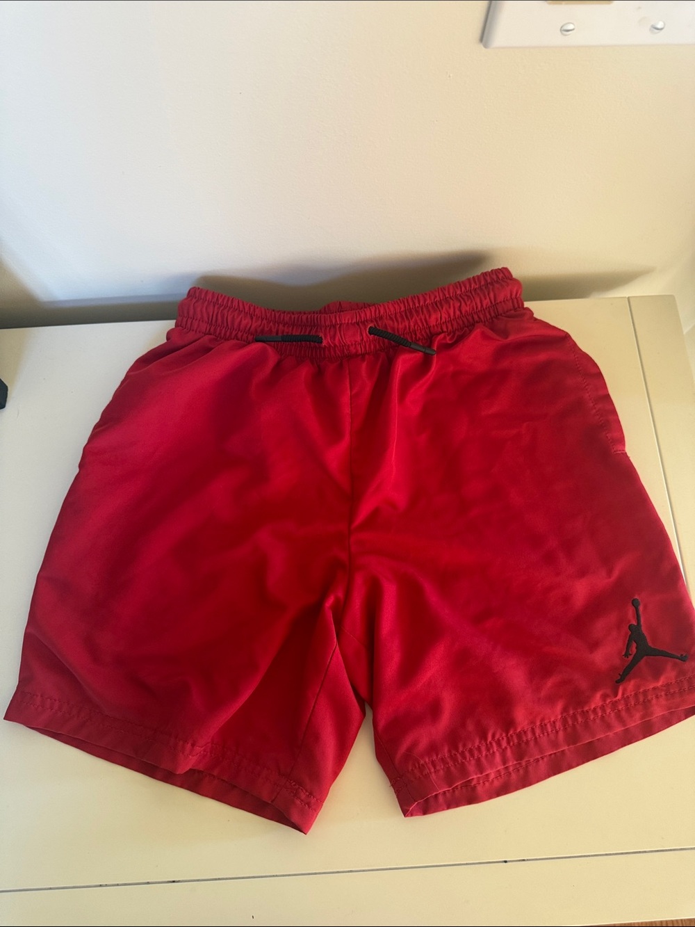 Jordan KIDS  Red Athletic Drawstring Shorts with Black Logo